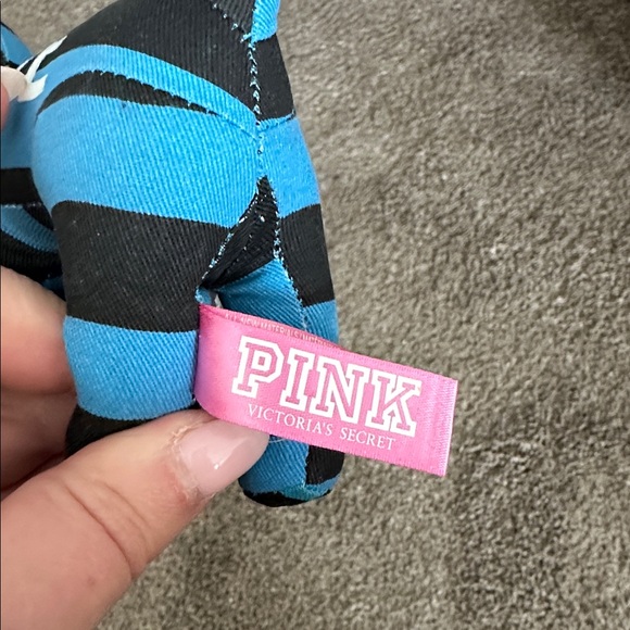 PINK Victoria's Secret Blue and Black Striped Plush 2011 - Picture 3 of 5